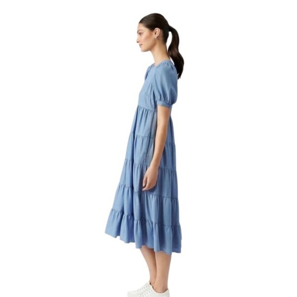 Ever New Pippa Denim Midi Dress 8 Sundress Cottage Costal Prairie Country Boho - Picture 2 of 10